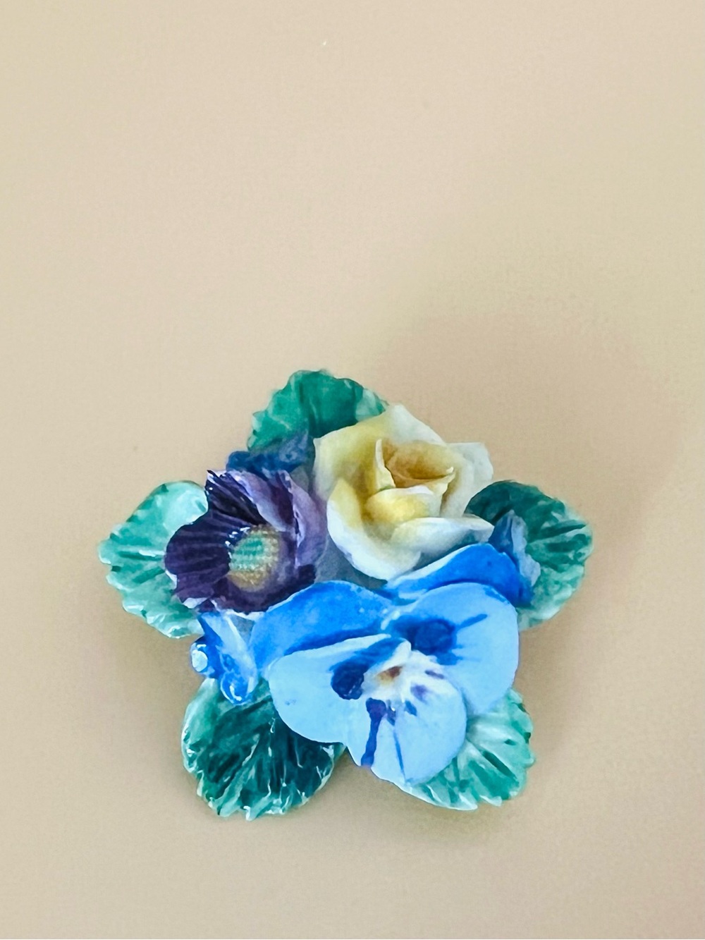 England Ceramic Floral China Brooch Pin Made in England